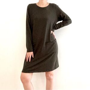 EILEEN FISHER ROUND NECK TUNIC DRESS Olive Green - M